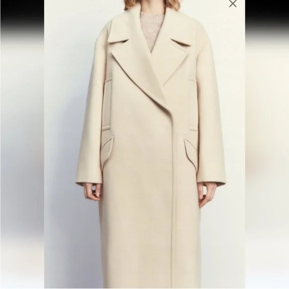 NWT Zara Cream Oversized Wool Coat - Picture 6 of 8